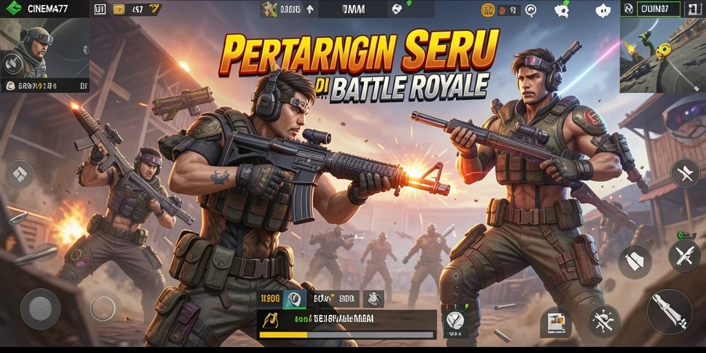 Tampilan gameplay CINEMA77 dalam pertempuran Battle Royale yang seru.