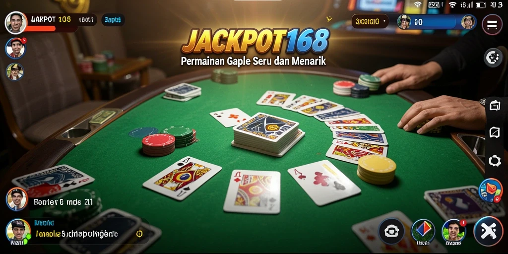 Screenshot gameplay <strong>JACKPOT168</strong> menampilkan serunya permainan Gaple.