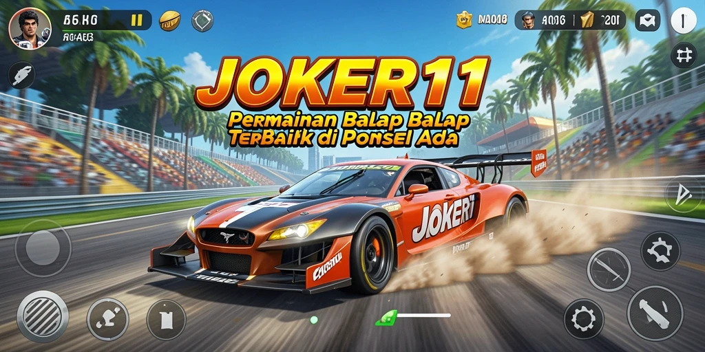 Tangkapan layar dari gameplay JOKER11 yang menunjukkan balapan seru di trek.