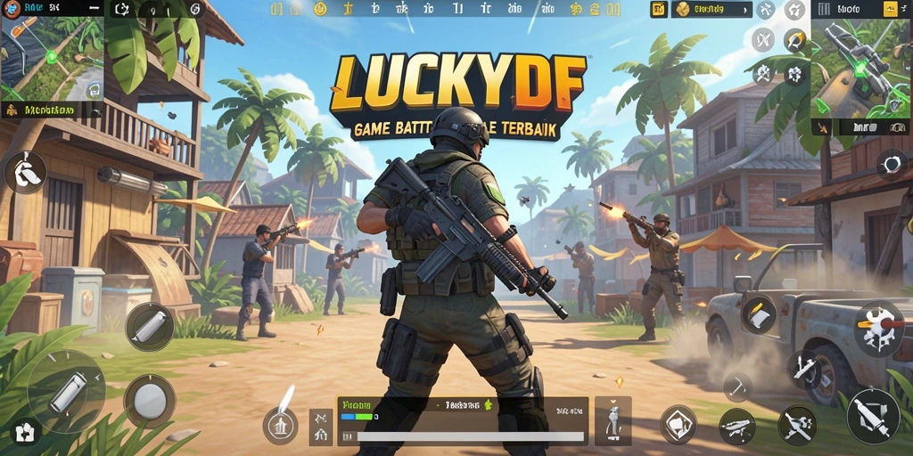 Tampilan gameplay seru di LUCKYDF dengan aksi Battle Royale yang menegangkan.