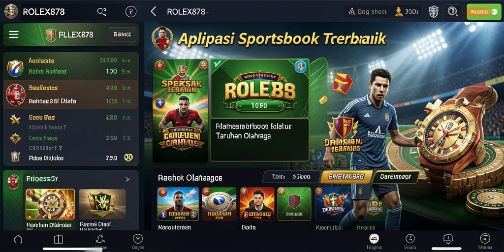 Screenshot utama menampilkan antarmuka taruhan olahraga yang menarik.