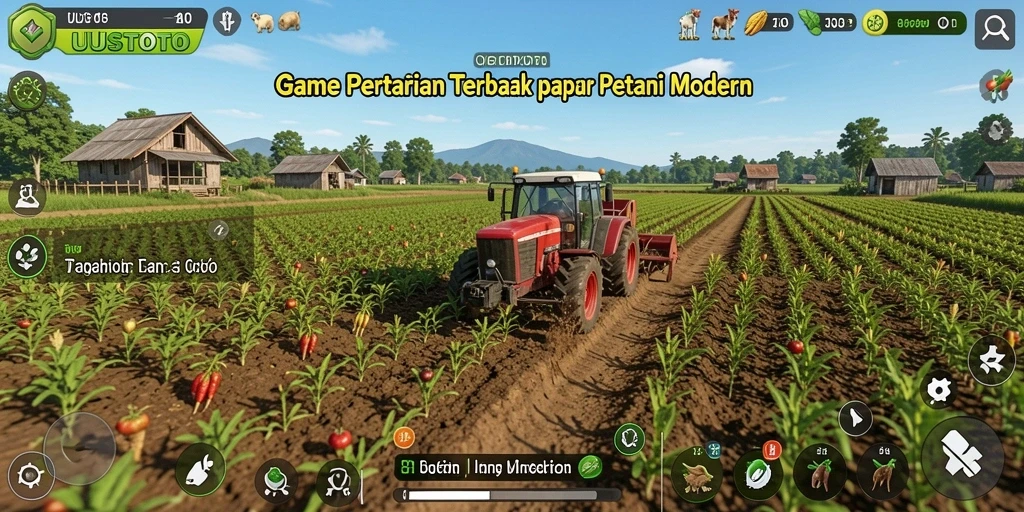 Tampilan gameplay UUSTOTO yang seru dan interaktif dalam pertanian.