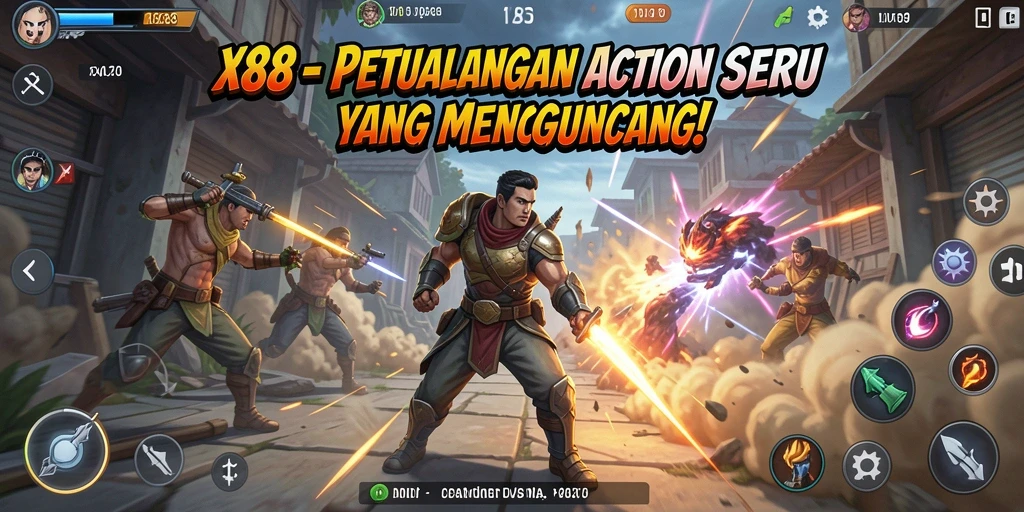 Tampilan aksi gameplay menegangkan di X88.